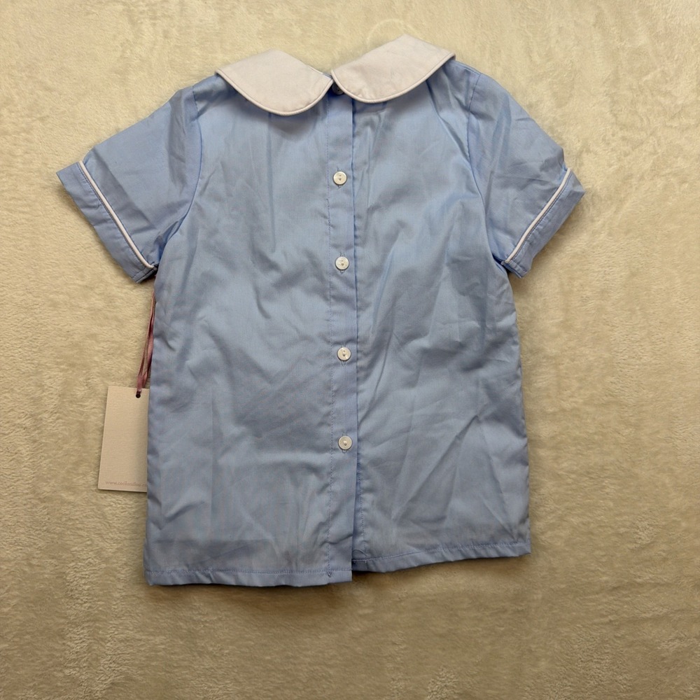 Cecil & Lou Smocked Dress Blue White Peter Pan Collar Girls 5T Boutique - Picture 6 of 9